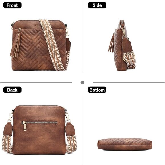 Elegant Quilted Crossbody Bag for Women - Soft Vegan Leather, Adjustable Strap - Picture 5 of 6